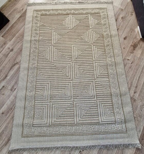 HU Moderní béžový koberec Boho 874-B s kostkovaným vzorem Rozměr: 60x100 cm