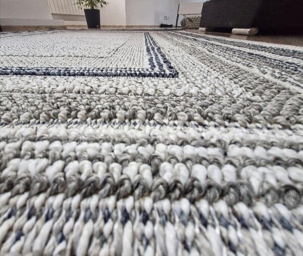 HU Šedo-béžový moderní koberec Boho 872-S s motivem obdélníků Rozměr: 60x100 cm