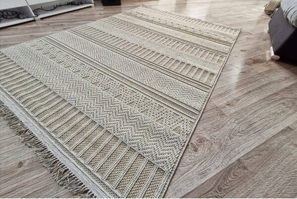 HU Béžový pruhovaný koberec Boho 878-B Rozměr: 60x100 cm