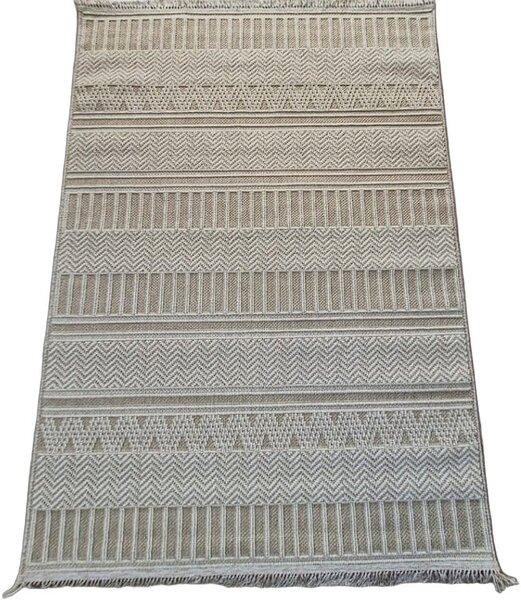 HU Béžový pruhovaný koberec Boho 878-B Rozměr: 60x100 cm