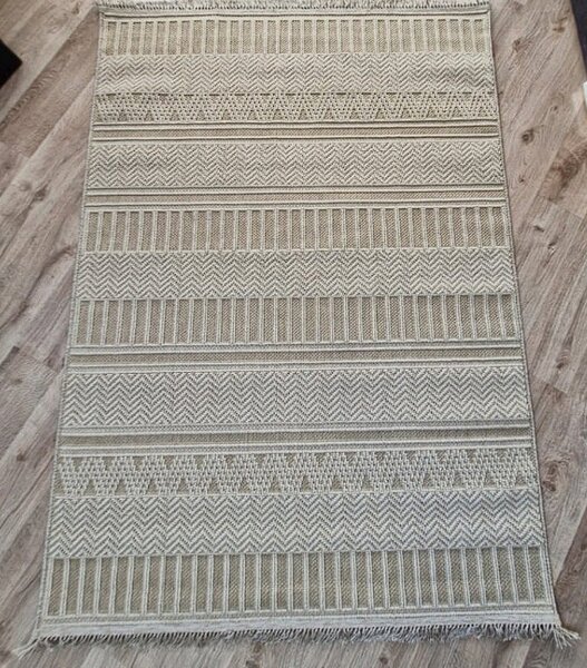 HU Béžový pruhovaný koberec Boho 878-B Rozměr: 60x100 cm