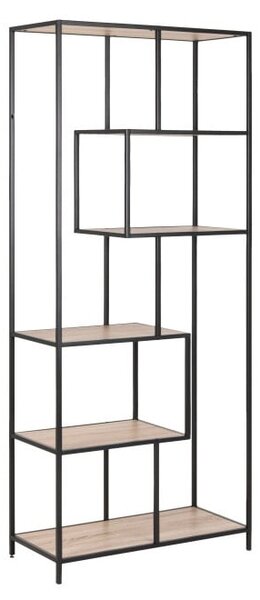 Černá/přírodní knihovna v dekoru dubu 77x185 cm Seaford – Actona