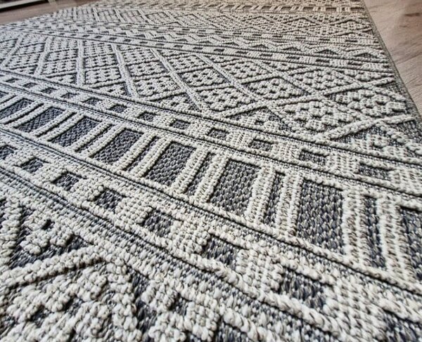 HU Šedý moderní koberec Boho 086-S Rozměr: 60x100 cm