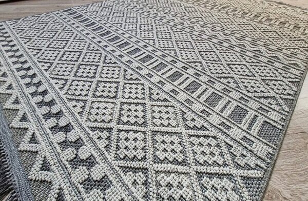 HU Šedý moderní koberec Boho 086-S Rozměr: 60x100 cm