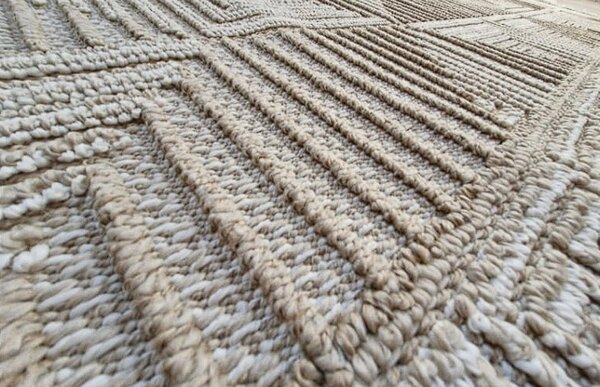HU Moderní béžový koberec Boho 874-B s kostkovaným vzorem Rozměr: 60x100 cm