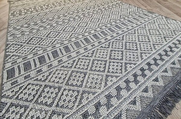 HU Šedý moderní koberec Boho 086-S Rozměr: 60x100 cm