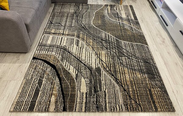 HU Šedý moderní koberec Gallery DREVO Rozměr: 60x110 cm