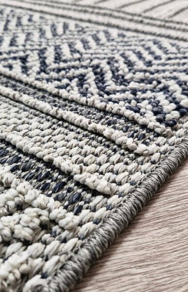 HU Šedo-béžový pruhovaný koberec Boho 878-S Rozměr: 60x100 cm
