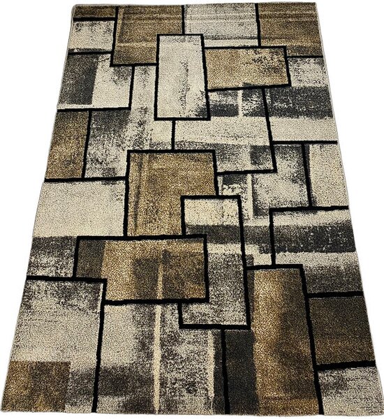 HU Moderní koberec Gallery v hnědé, béžové a šedé barvě s kostkovaným vzorem Rozměr: 60x110 cm