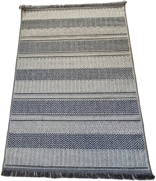HU Šedo-béžový pruhovaný koberec Boho 878-S Rozměr: 60x100 cm