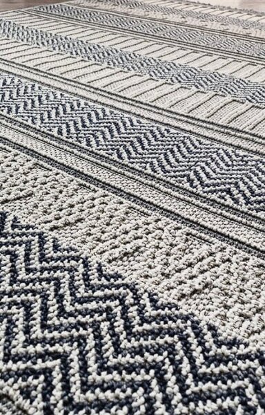 HU Šedo-béžový pruhovaný koberec Boho 878-S Rozměr: 60x100 cm