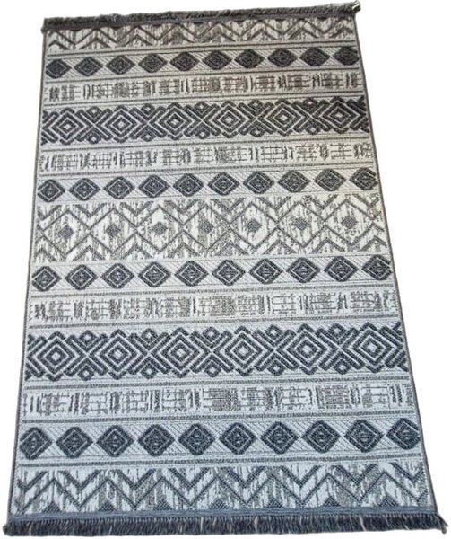 HU Šedý moderní pruhovaný koberec Boho 881-S Rozměr: 60x100 cm
