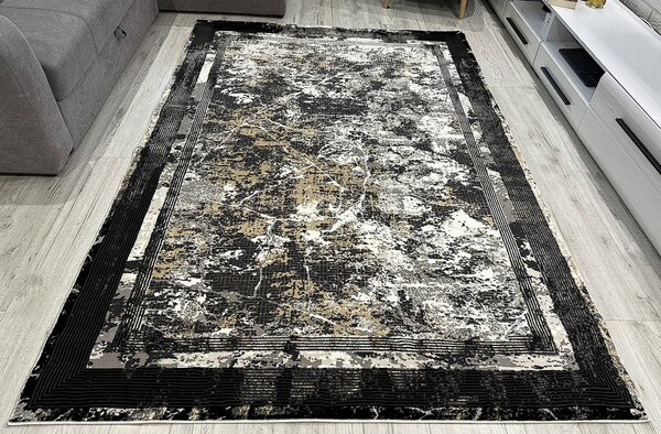 HU Vícebarevný moderní koberec Glamour 23348-Siyach Rozměr: 60x110 cm