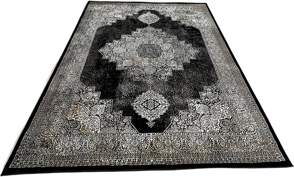 HU Černý orientální koberec Glamour 27216-Siyach Rozměr: 60x110 cm