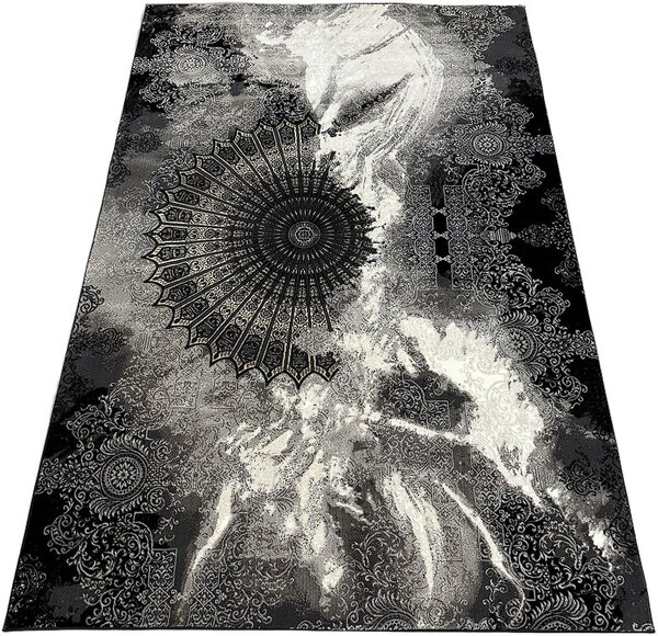 HU Černo-hnědý moderní koberec Glamour 27237-Siyach Rozměr: 60x110 cm
