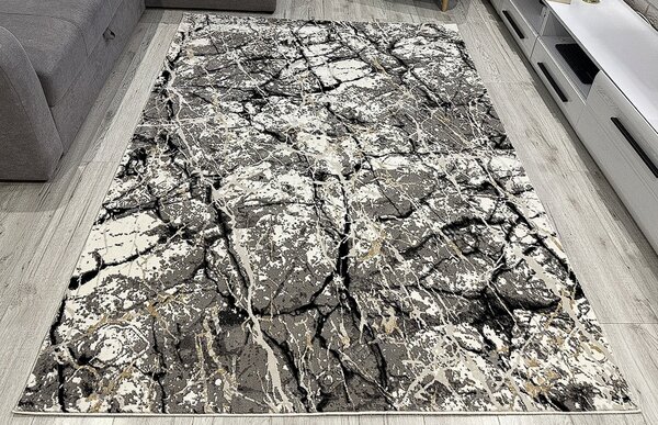 HU Vícebarevný moderní koberec Glamour 25226-Siyach Rozměr: 60x110 cm