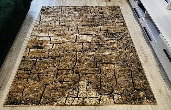HU Hnědý koberec Loft Loft-265, vzor „suchá země“ Rozměr: 60x100 cm