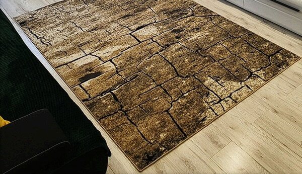 HU Hnědý koberec Loft Loft-265, vzor „suchá země“ Rozměr: 60x100 cm