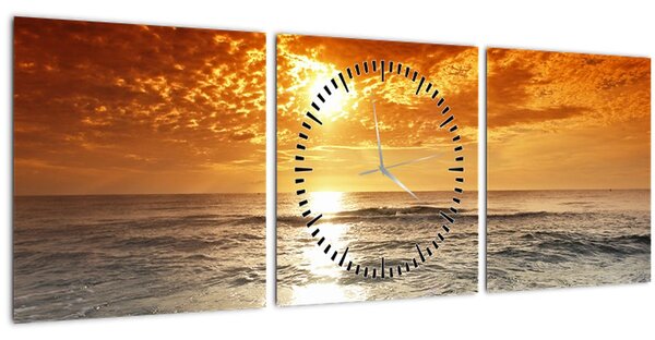 Obraz západ slunce na Korsice (s hodinami) (90x30 cm)