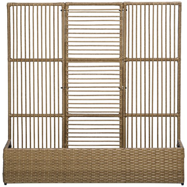 Zvýšený zahradní záhon Outsunny s mřížkou v ratanovém vzhledu, 103 x 103 x 29 cm Písek | Aosom