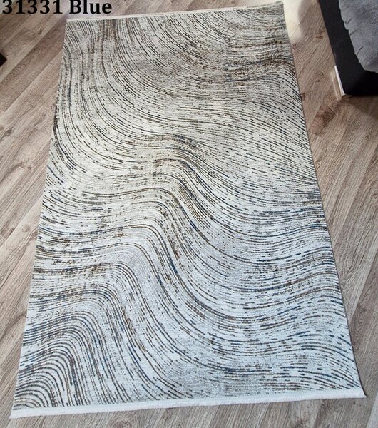 HU Šedo-modrý moderní koberec Luxess 31331-Blue Rozměr: 60x110 cm