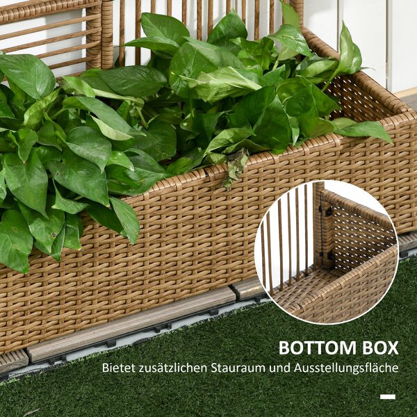 Zvýšený zahradní záhon Outsunny s mřížkou v ratanovém vzhledu, 103 x 103 x 29 cm Písek | Aosom