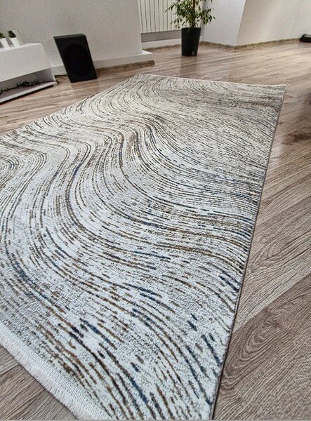 HU Šedo-modrý moderní koberec Luxess 31331-Blue Rozměr: 60x110 cm