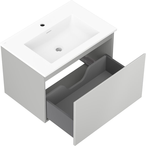 Mexen Orio, koupelnová skříňka 70 cm s umyvadlem Otis, 1 zásuvka, šedá matná/bílá matná, 91A10-07047-1-BF62-W18M01