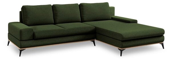 Lahvově zelená rozkládací rohová pohovka Windsor & Co Sofas Planet, pravý roh