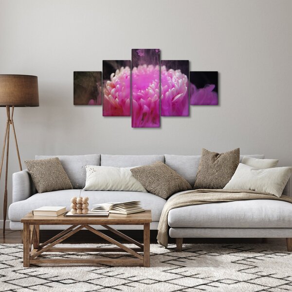 Obraz květiny v růžovém dýmu (125x70 cm)