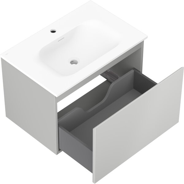 Mexen Orio, koupelnová skříňka 70 cm s umyvadlem Vela, 1 zásuvka, šedá matná/bílá matná, 91A10-07047-1-BF62-W23M01