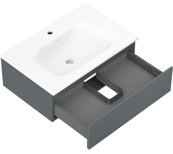 Mexen Orio, koupelnová skříňka 70 cm s umyvadlem Vela, 1 zásuvka, grafitová matná/bílá matná, 91A10-07023-1-BF66-W23M01