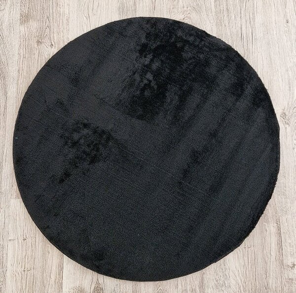 HU Kulatý černý koberec Plush Deluxe Rozměr: 60x60 cm