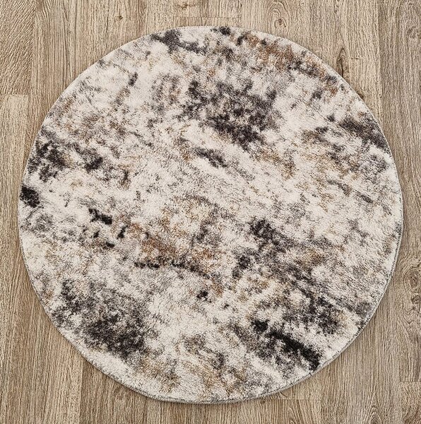 HU Kulatý béžovo-bílý koberec Plush Deluxe s fleky Rozměr: 60x60 cm