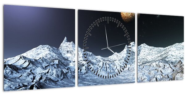 Obraz vesmíru (s hodinami) (90x30 cm)