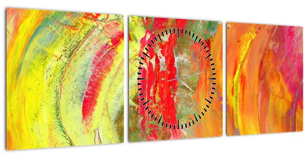 Obraz abstrakce - malba (s hodinami) (90x30 cm)