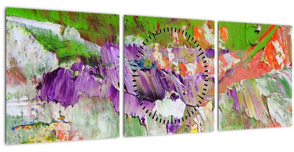 Obraz abstrakce - malba (s hodinami) (90x30 cm)