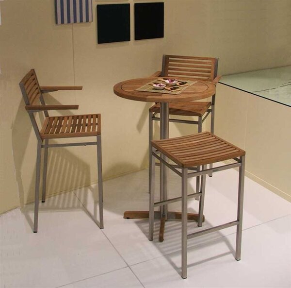 Barlow Tyrie Nerezové barové křeslo Equinox, Barlow Tyrie, 56x51x106 cm, rám nerez, teak