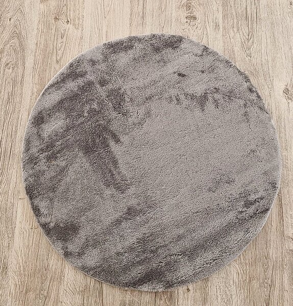 HU Kulatý šedý koberec Plush Deluxe Rozměr: 60x60 cm