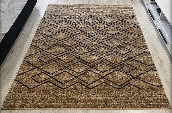 HU Moderní koberec Rio 166-Beige-Beige v béžovo-hnědé barvě Rozměr: 60x100 cm