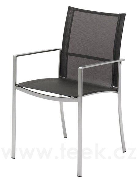 Gloster Nerezové stohovatelné jídelní křeslo Fusion, Gloster, 87,5x52,5x58 cm, nerezový rám, výplet textilen černohnědý (mercury)