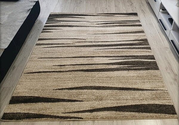 HU Béžovo-černý pruhovaný koberec Rio 160-Cream-Cream Rozměr: 60x100 cm