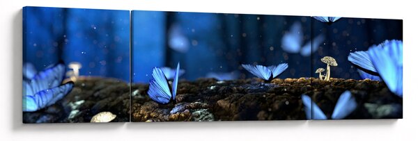 Obraz modrých motýlů (170x50 cm)