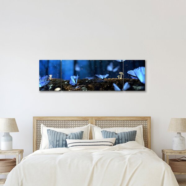 Obraz modrých motýlů (170x50 cm)