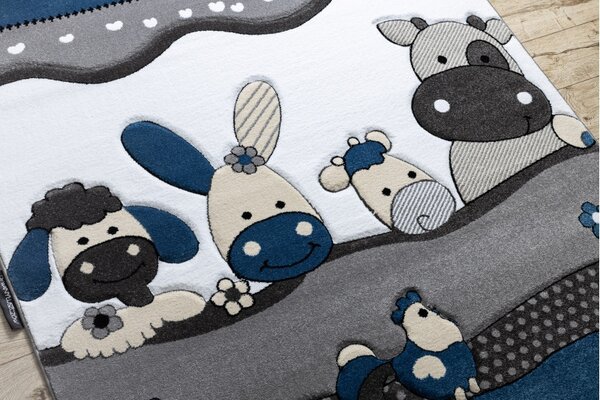 Dywany Łuszczów, Dětský kusový koberec Petit Farm animals blue, 120x170, modrá, dětský pokoj