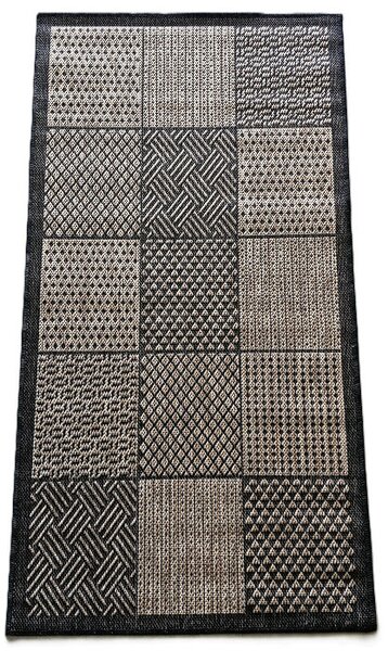 HU Béžovo-šedý sisalový koberec Sizal Bronzové čtverce Rozměr: 40x60 cm