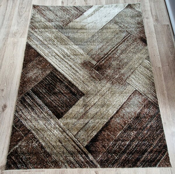 HU Hnědý moderní koberec Villa 836 s geometrickým vzorem Rozměr: 60x100 cm