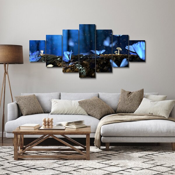 Obraz modrých motýlů (210x100 cm)