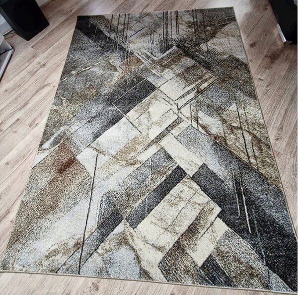 HU Šedo-béžový moderní koberec Villa 856 Rozměr: 60x100 cm