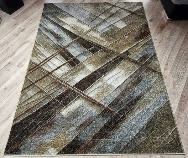 HU Hnědý moderní koberec Villa 872 s linkovaným vzorem Rozměr: 60x100 cm